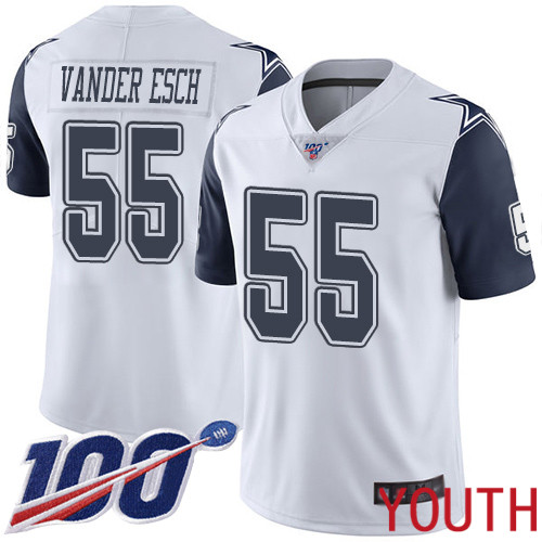 Youth Dallas Cowboys Limited White Leighton Vander Esch #55 100th Season Rush Vapor Untouchable NFL Jersey